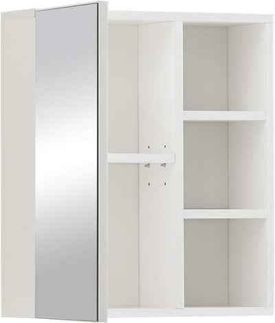 CLIPOP Badezimmer Spiegelschrank,Badezimmerschrank mit Einzeltür Verspiegelt und 2 Einlegeböden,Holz Badschrank Hängend Wandschrank mit Spiegel,45 x 17 x 52 cm