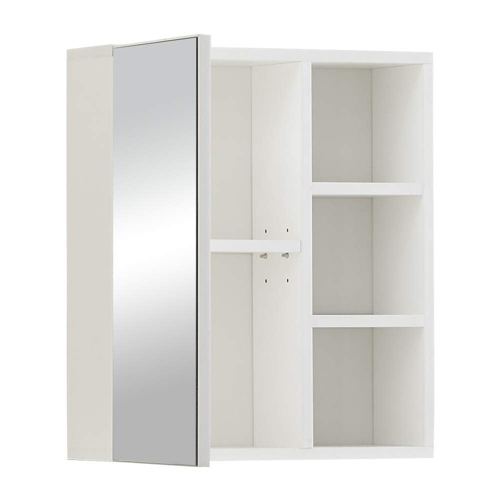 CLIPOP Badezimmer Spiegelschrank,Badezimmerschrank mit Einzeltür Verspiegelt und 2 Einlegeböden,Holz Badschrank Hängend Wandschrank mit Spiegel,45 x 17 x 52 cm