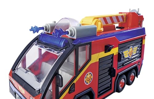 Simba Feuerwehrmann Sam Feuerwehrauto Jupiter mit Leuchteffekten – Robustes Spielzeugfahrzeug für Kinder ab 3 Jahren, großes Einsatzfahrzeug mit Sound und Licht, Feuerwehrfans