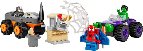 LEGO Marvel Spidey und Seine Super-Freunde Hulks und Rhinos Monster Truck-Duell, Spider-Man-Set, Superhelden-Spielzeug zum Bauen ab 4 Jahren 10782