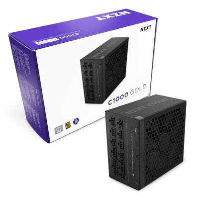 NZXT C1000 Gold ATX 3.1 - Vollständig modulares, geräuscharmes PC-Gaming-Netzteil - 1000 Watt - 80 PLUS Gold - 12V-2x6-Anschluss - Zero Fan-Modus - 100 % japanische Kondensatoren - Schwarz