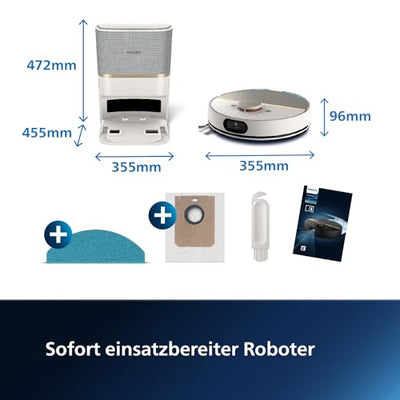 Philips Kabelloser Nass-Trockensauger AquaTrio 9000 Series, 3in1 Staubsaugen und Nasswischen, automatische Selbstreinigung, bis zu 45 Minuten Laufzeit und 185 m², 3 Reinigungsmodi, Schwarz (XW9384/01)
