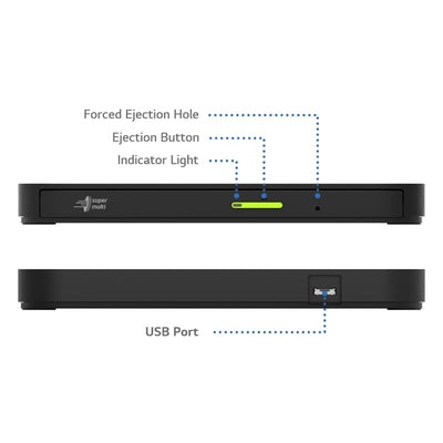 Hitachi LG GP96Y Externer CD DVD Laufwerk USB C, Brenner Laufwerk für Android, Portable Player Brenner Kompatibel mit PC (Windows, Mac, Fire)
