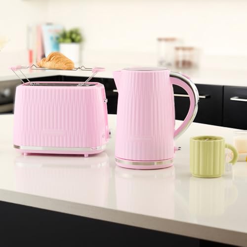 Russell Hobbs Toaster [für 2 Scheiben] Eden (6 Bräunungsstufen, Hebefunktion, Auftau-, Aufwärm- & Stoppfunktion, Krümelschublade, Brötchenaufsatz, Himbeere) 27372-56