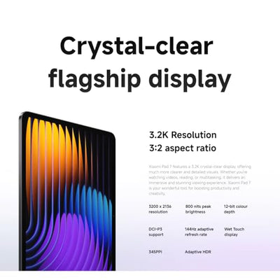 XIAOMI Pad 7 Tablet, 11.2 Zoll, 8+256GB, Grau, 3.2K 144Hz Display, Snapdragon 7+ Gen 3, 8850mAh Akku, 45W TurboCharge, HyperAI, Quad-Lautsprecher, Nahtloses Desktop-ähnliches Erlebnis