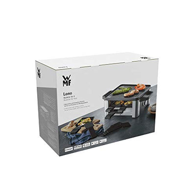 WMF Lono Raclette Grill mit Pfännchen und Schiebern, Raclette 4 Personen, 870 W, edelstahl matt