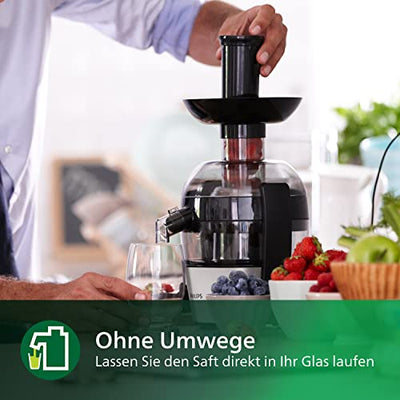 Philips Entsafter – 500W, 1.5L, HomeID-Rezepte-App, QuickClean (HR1832/00), 400 Watt, ‎1 Liter, 23 x 23 x 42 cm, Schwarz