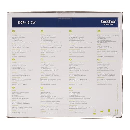 Brother DCP-1612W, Monochrom , Kompaktes 3-in-1 Multifunktionsgerät (Laserdrucker, digitaler Kopierer, Farbscanner, 2.400 x 600 dpi, USB 2.0, WLAN) dunkelgrau