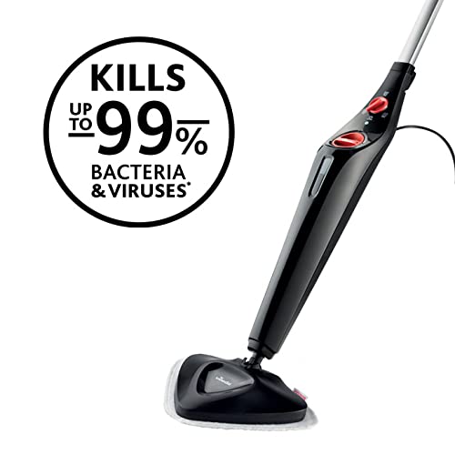 Vileda Steam Plus Dampfreiniger mit Mikrofaser-Pad, hygienische Bodenreinigung, entfernt bis zu 99,9% der Bakterien und Viren*, für alle Böden, ideal für Teppiche
