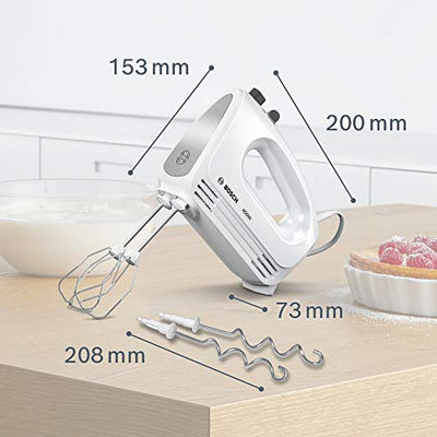 Bosch Hausgeräte Handrührer CleverMixx MFQ24200, 2 Rührbesen, 2 spülmaschinengeeignet, 4 Stufen, leicht, leise, 400 W Weiß/Edelstahl