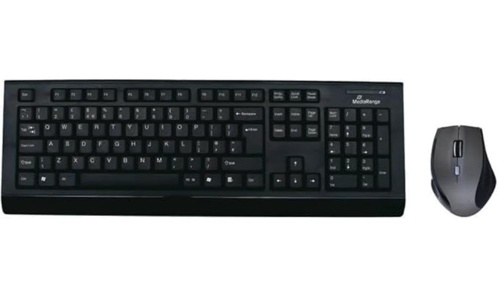 MediaRange Funk-Tastatur- und Maus-Set, QWERTY (UK), schwarz/grau