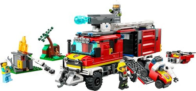 LEGO 60374 City Einsatzleitwagen der Feuerwehr, modernes Feuerwehrauto-Spielzeug mit Löschdrohnen, mit Figuren für Kinder