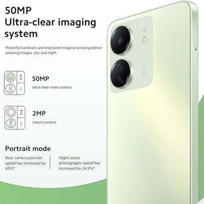 Xiaomi Redmi 13C NFC Smartphone 4 GB RAM 128 GB ROM 6,74 Zoll Bildschirm 90 Hz 50 MP Dreifachkamera 5000 mAh Akkuladung Prozessor Pide Otto Core Dual-SIM MIUI Karte 14 Zoll Grün (ohne Ladegerät)