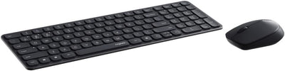 Rapoo 9310M kabelloses Tastatur-Maus Set Wireless Deskset 2400 DPI Sensor bis zu 12 Monate Batterielaufzeit flaches Aluminium Design DE-Layout QWERTZ PC & Mac - schwarz