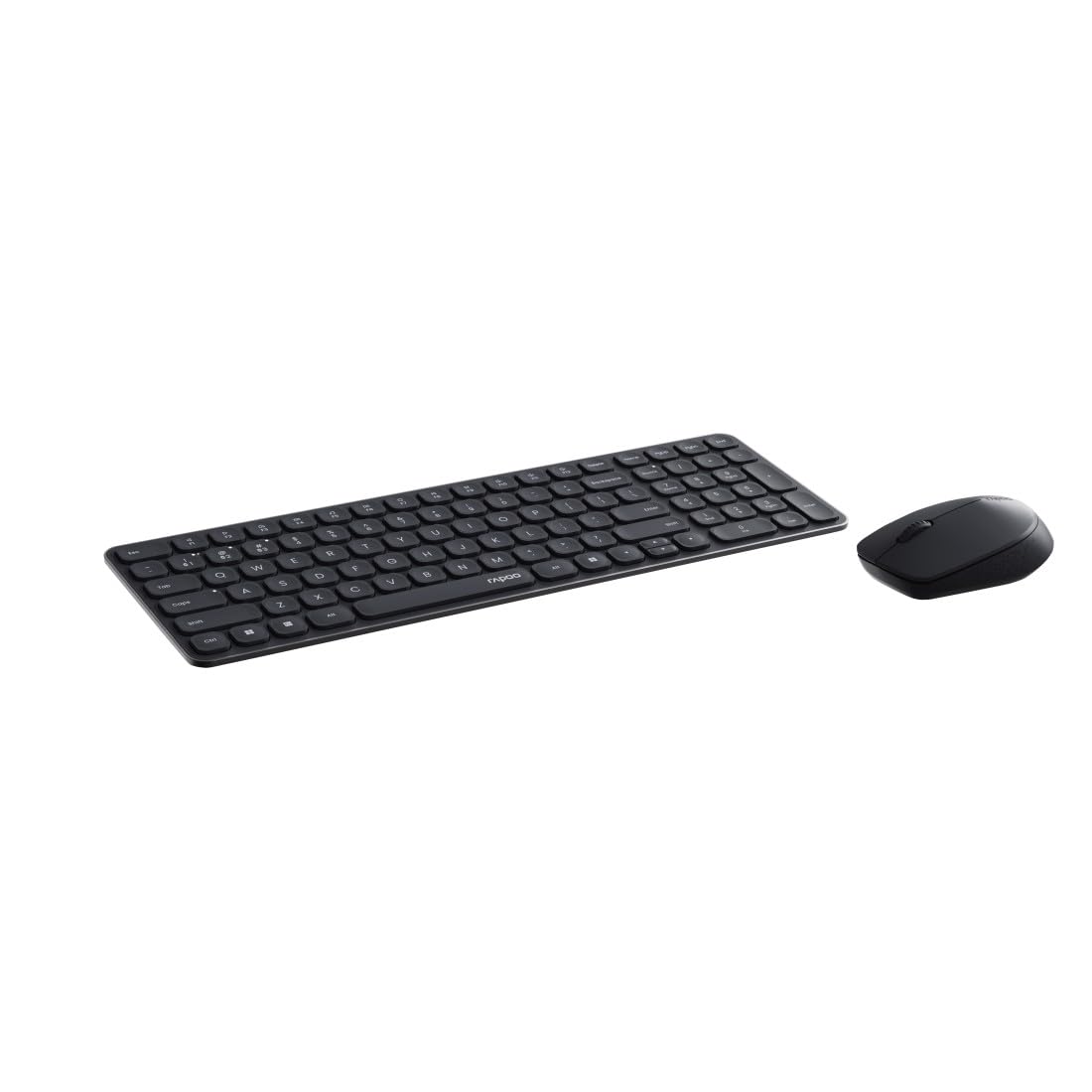 Rapoo 9310M kabelloses Tastatur-Maus Set Wireless Deskset 2400 DPI Sensor bis zu 12 Monate Batterielaufzeit flaches Aluminium Design DE-Layout QWERTZ PC & Mac - schwarz
