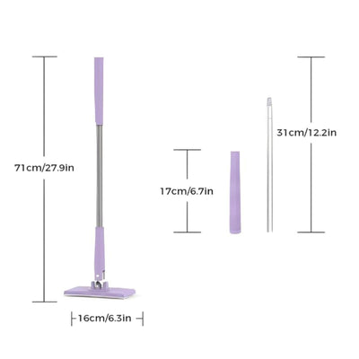 Moreeulsi 71x16cm Flachmopp Für Die Bodenreinigung, Tragbarer Flachmopp Mit Push Pull Griff, Freihändiger Mopp Mit Um Drehbarem Kopf, Automatischer Stoffwechsel M-ini Mopp