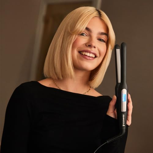 Remington Glätteisen [extra schmale Platten: für kurzes Haar, Pixies, Pony, Bart & kleine Locken] Haarglätter (Ultra-Pro-Keramikbeschichtung, LCD-Display,150-230°C) Bartglätter S5515