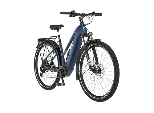 FISCHER E-Bike Trekking VIATOR 8.0i, Elektrofahrrad für Damen und Herren, RH 45 cm, Mittelmotor 90 Nm, 36 V Akku, sattblau