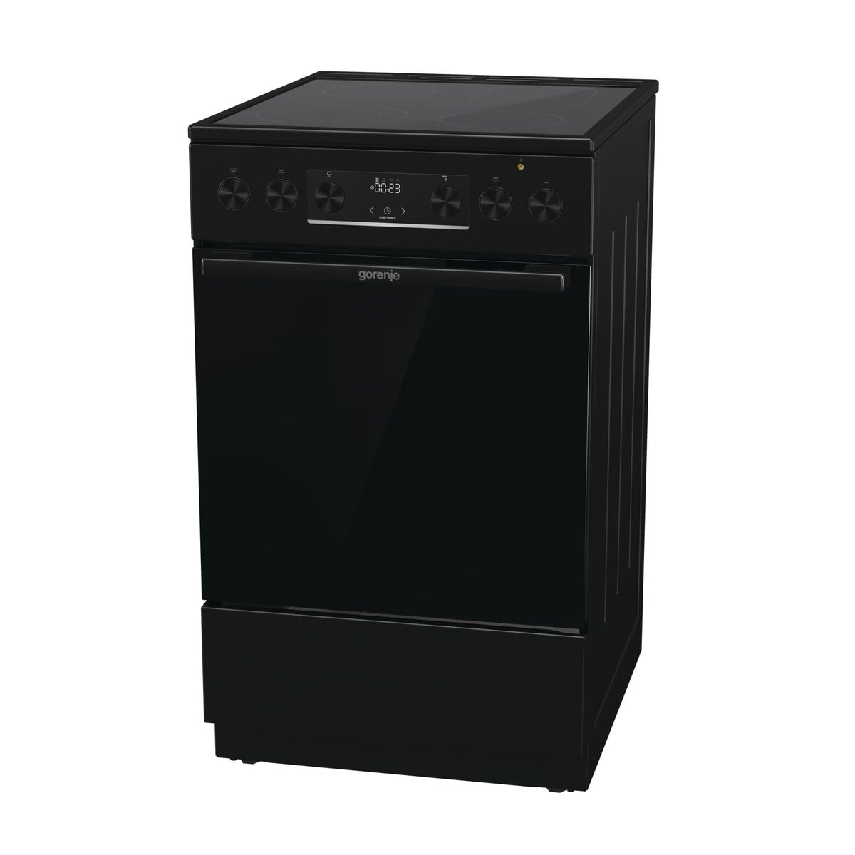 Gorenje GECS5C70BPA Elektro-Standherd mit Glaskeramik-Kochfeld /50cm/70 Liter/GentleClose/Schnellaufheizung/AirFry/ExtraSteam/Teleskopauszüge/AquaClean/schwarz