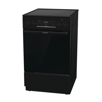 Gorenje GECS5C70BPA Elektro-Standherd mit Glaskeramik-Kochfeld /50cm/70 Liter/GentleClose/Schnellaufheizung/AirFry/ExtraSteam/Teleskopauszüge/AquaClean/schwarz