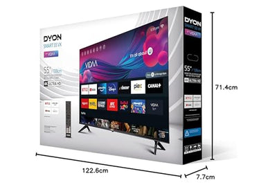 DYON Smart 55 VX 139 cm (55 Zoll) Fernseher (4K UHD Smart TV, HD Triple Tuner (DVB-C/-S2/-T2), App Store, Prime Video, Netflix, YouTube, DAZN, Disney+) [Mod. 2023]