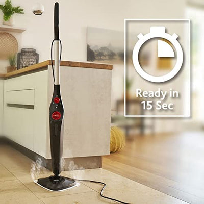 Vileda Steam Plus Dampfreiniger mit PowerPad, zusätzl. 2 Mikrofaser-Ersatzpads, entfernt bis zu 99,9% der Bakterien und Viren, für alle Böden, ideal für Teppiche, Eco-Verpackung