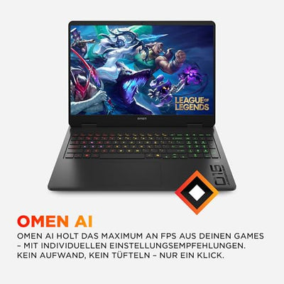 OMEN Gaming Laptop, 16" WUXGA Display 1920×1200, 16:10, 144Hz, AMD Ryzen 9 8940HX, NVIDIA GeForce RTX 5070, 32GB RAM, 1TB SSD, Win 11, 4-Zonen-RGB-QWERTZ Wi-Fi 6, Shadow Black, inkl. 3 Monate GamePass