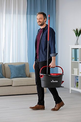 Vileda Turbo Mikrofaser Wischmopp und Eimer Set mit extra 2-in-1 Kopfersatz, Spin Mop zum Reinigen von Böden, Set aus 1x Mop, 1x Eimer und 1x Nachfüllpackung