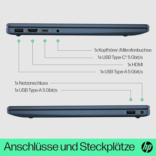 HP Laptop | 14" FHD-Display | Intel Core i7-1355U | 16 GB DDR4 RAM | 512 GB SSD | Intel Iris Xᵉ-Grafikkarte | Windows 11 Home | Blau