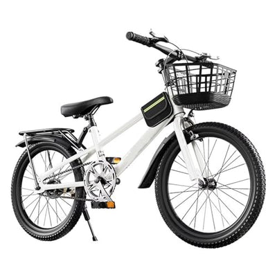 LSQXSS Mountainbike für Jugendliche, Fahrrad mit Einer Geschwindigkeit, Vorder- und Hinterradbremsen, Stadtrad, höhenverstellbarer Sattel, Komfortables Cruiser-Bike mit Gepäckträger hinten