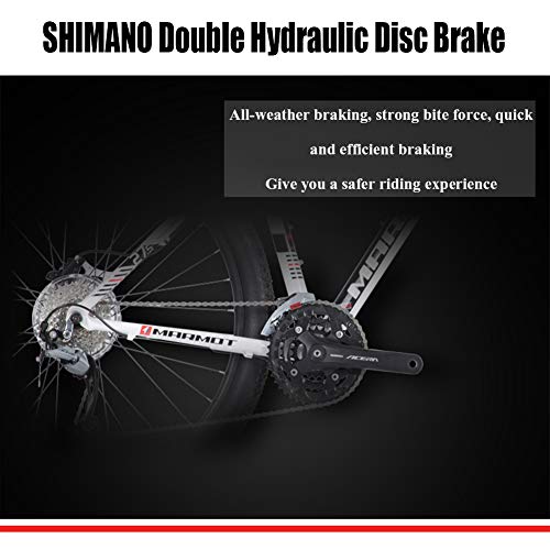 Wmmner Mountainbikes 27,5 Zoll für Erwachsene, Männer, Frauen, Mountainbike, starr, aus Aluminiumlegierung, 27 Gänge, mit Vorderradaufhängung, Doppelscheibenbremse und verstellbarem Sitz, rot, 38,1 cm