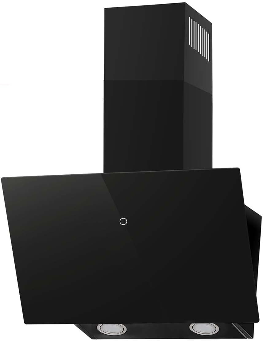 SNDOAS Dunstabzugshaube 60cm, Kopffreie Wandhaube mit 550 m³/h Starker Saugleistung, inkl. Aktivkohlefilter, LED-Anzeige Touchscreen, Verzögerungs-Ausschaltfunktion, Abluft/Umluft, Schwarz