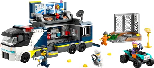 LEGO City Polizeitruck mit Labor, Polizei-Set mit Quad und LKW-Spielzeug für Kinder, Geschenk für Jungs und Mädchen ab 7 Jahre, plus 5 Minifiguren – 2 Polizisten, 1 Wissenschaftler und 2 Ganoven 60418