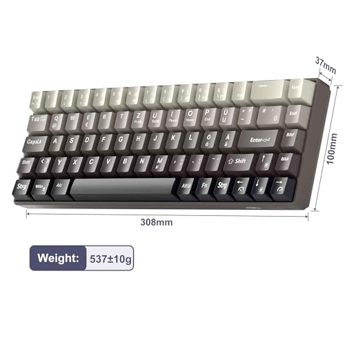 MageGee MK-Box 60% Gaming Tastatur Deutsch QWERTZ Layout, Hot-Swap-fähige kompakte kabelgebundene mechanische RGB-Tastatur mit Eva-Dämpfungsschaum, Blue Whale-Schalter für Win/Mac, grau