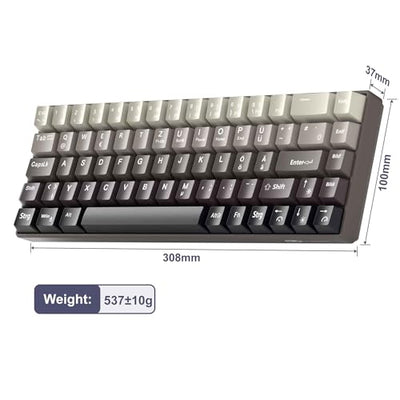 MageGee MK-Box 60% Gaming Tastatur Deutsch QWERTZ Layout, Hot-Swap-fähige kompakte kabelgebundene mechanische RGB-Tastatur mit Eva-Dämpfungsschaum, Blue Whale-Schalter für Win/Mac, grau