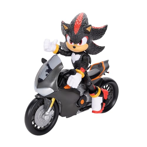 Sonic 3 der Film Shadow-Figur, 15 cm, beweglich, inklusive Shadow-Mobile von Jakks Pacific, Akustisch, Schwarz