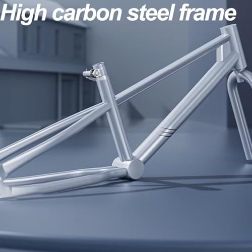 LSQXSS Mountainbike für Jugendliche, Fahrrad mit Einer Geschwindigkeit, Vorder- und Hinterradbremsen, Stadtrad, höhenverstellbarer Sattel, Komfortables Cruiser-Bike mit Gepäckträger hinten