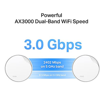 TP-Link Deco X50-PoE Wi-Fi 6 Mesh WLAN Set(2 Pack), AX3000 Dualband Router &Repeater(Unterstützt PoE und DC-Stromversorgung, 2.5Gbps Port, Reichweite bis zu 420m²,WPA3, ideal für große Häus) weiß