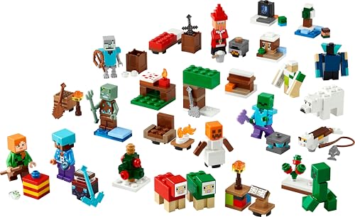 LEGO Minecraft Adventskalender 2025 - Weihnachten Spielzeug für Jungen & Mädchen ab 7 Jahren - 24 Überraschungen inkl. Minifiguren & Mini-Modellen - Kinder Spielset - Gaming Geschenk zum Advent 21280