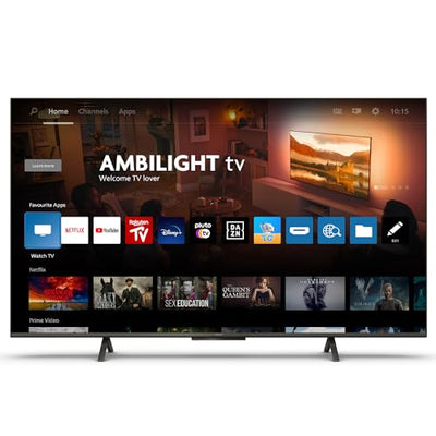Philips Ambilight 43PUS8109 4K LED Smart TV - 43-Zoll Display mit Pixel-präziser Ultra HD, Titan OS Plattform und Dolby Atmos, Funktioniert mit Alexa und Google Sprachassistent - Satiniertes Chrom