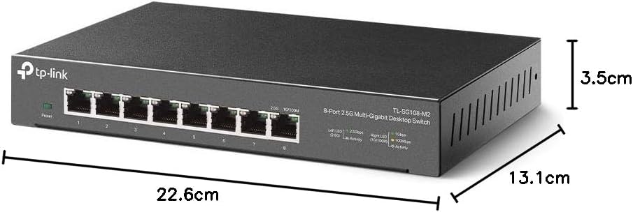 TP-Link TL-SG108-M2 8× 2.5-Gigabit ports Ethernet LAN Switch(Plug-and-Play,Metallgehäuse, QoS, IGMP-Snooping, Ideal für 2.5G NAS, Server, Gaming-Computer, WiFi 6 AP, 4K-Video)schwarz