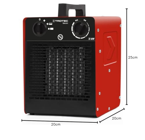 TROTEC Keramik Heizlüfter TDS 20 C – Heizleistung 2 kW / 3 kW – Elektroheizer Luftmenge 180 m³/h – Elektroheizung mit Thermostat