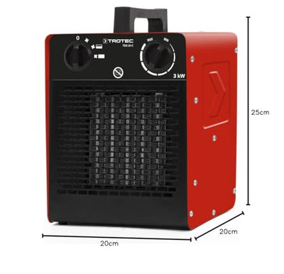 TROTEC Keramik Heizlüfter TDS 20 C – Heizleistung 2 kW / 3 kW – Elektroheizer Luftmenge 180 m³/h – Elektroheizung mit Thermostat