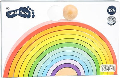 small foot Bausteine "Regenbogen XL" aus Holz, 12 teiliger Bogen mit 2 Kugeln, ab 1 Jahr, 11412