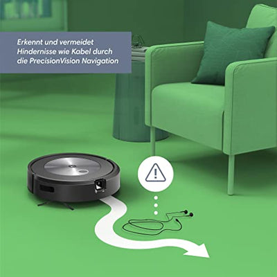 iRobot® Roomba® j7+ WLAN-fähiger Saugroboter mit automatischer Absaugstation, Kartierung und Zwei Gummibürsten für alle Böden -Objekterkennung und -vermeidung - Lernt und kartiert