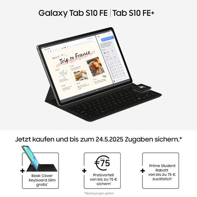 Samsung Galaxy S10 FE+ AI-Tablet, Android Tablet, 256 GB Speicher, 12 GB RAM, 33,28 cm/13,1" Display, Inkl. S Pen, Wi-Fi, Lange Akkulaufzeit, Silver, 36 Monate Herstellergarantie [Exklusiv auf Amazon]
