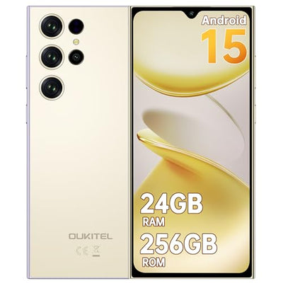 OUKITEL C61 Pro Smartphone Ohne Vertrag Android 15, 24GB+256GB/1TB Handy Ohne Vertrag, 6,88" HD+ Bildschirm Smartphone 5150mAh, 13MP+5MP, Dual SIM 4G Simlockfreie Handys, NFC/Fingerabdruck/Face ID/OTG