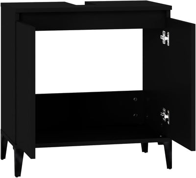 Myheimly Waschbeckenunterschrank Eichen-Optik 58x33x60 cm,Schwarz