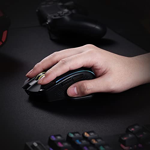 Redragon M991 kabellose Gaming-Maus, 19000 DPI kabelgebundene/drahtlose Maus mit Schnellfeuertaste, 9 Makro-Tasten, 45-Stunden-Dauerleistung und RGB-Hintergrundbeleuchtung für PC/Mac/Laptop