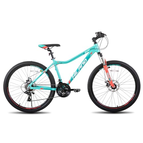 Hiland 26 Zoll Mountainbike für Frauen, 21-Gang mit Lock-Out-Federgabel, Dual-Scheibenbremsen, Aluminium-Rahmen MTB, Erwachsene Damen Damen Fahrrad Herrenfahrrad, Mint Grün